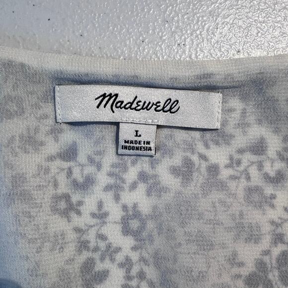 Madewell Georgette Blouse Top Ruffle Sleeve Peplum Dainty Floral Cottagecore - Picture 4 of 5